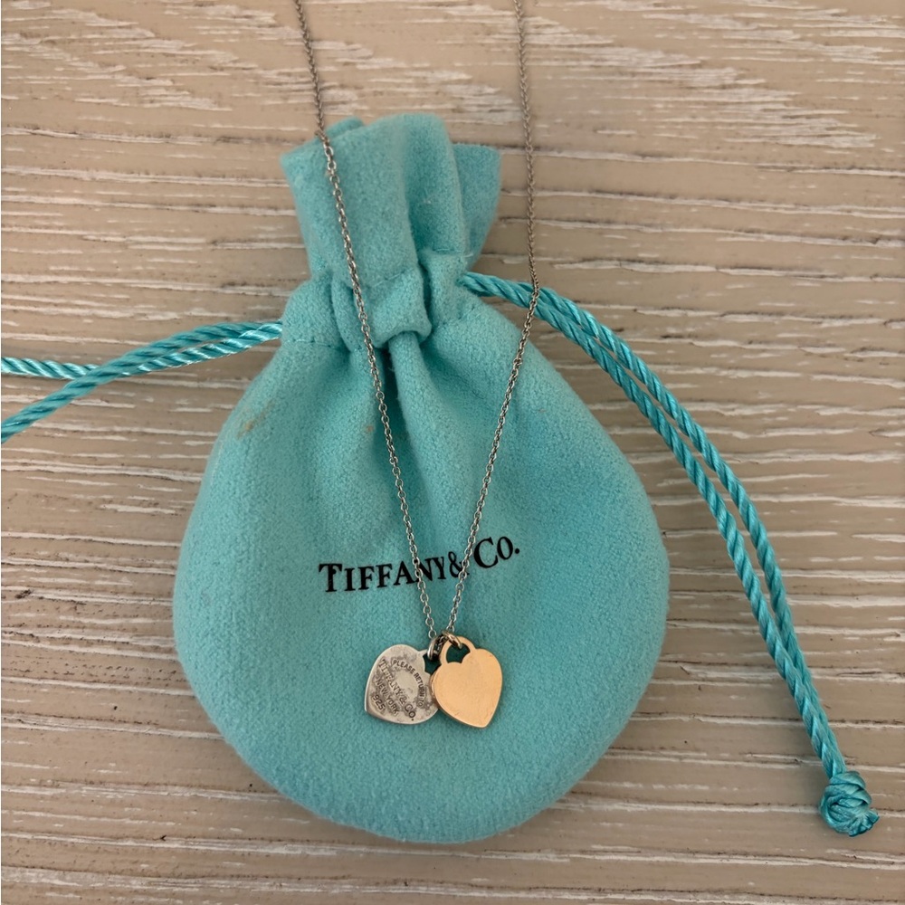 Tiffany & Co. Two Heart Pendant Necklace - Silver & Gold